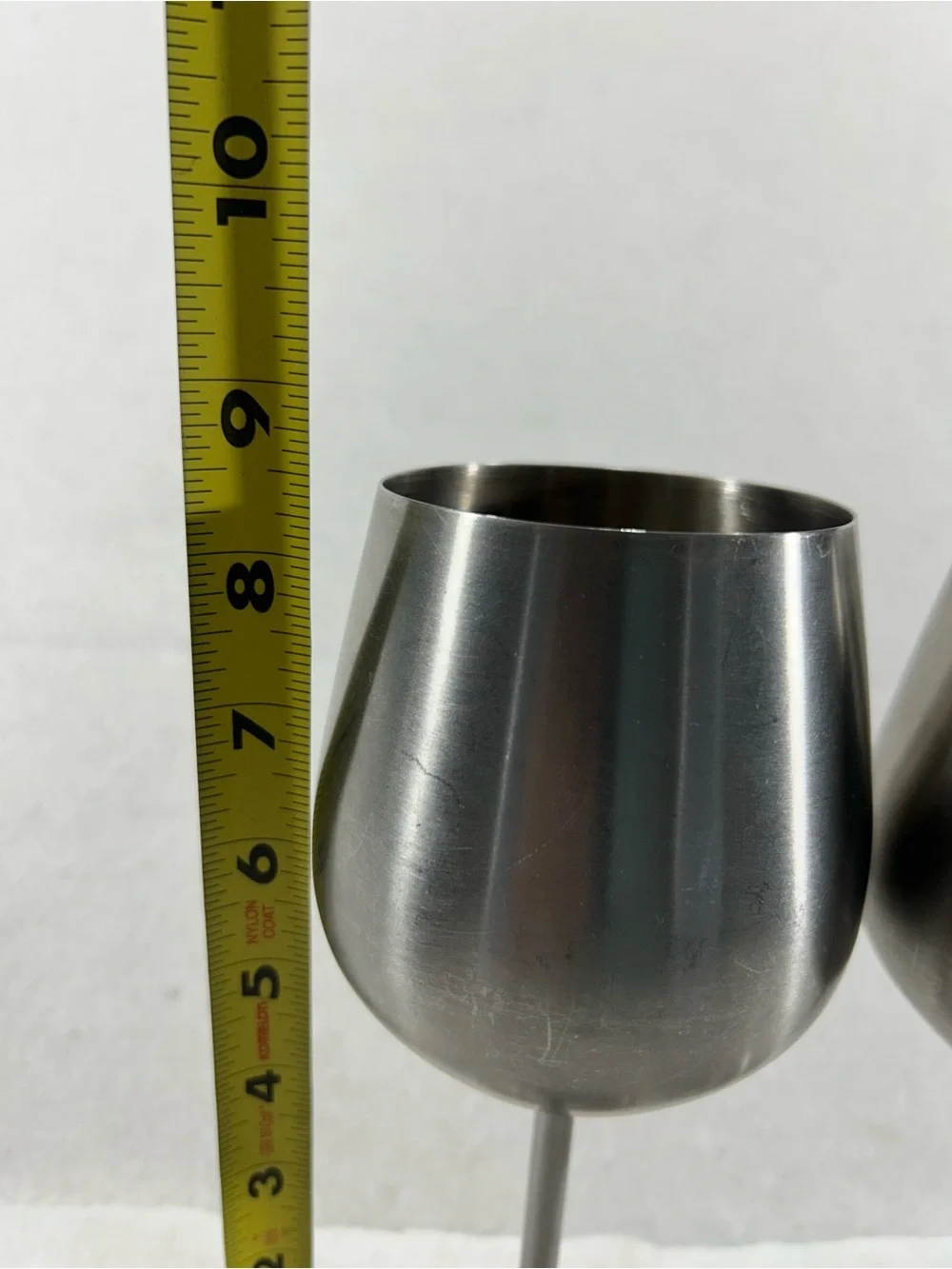 Stainless Steel Wine Goblets Stemmed Silver Metal Glasses Set of 2